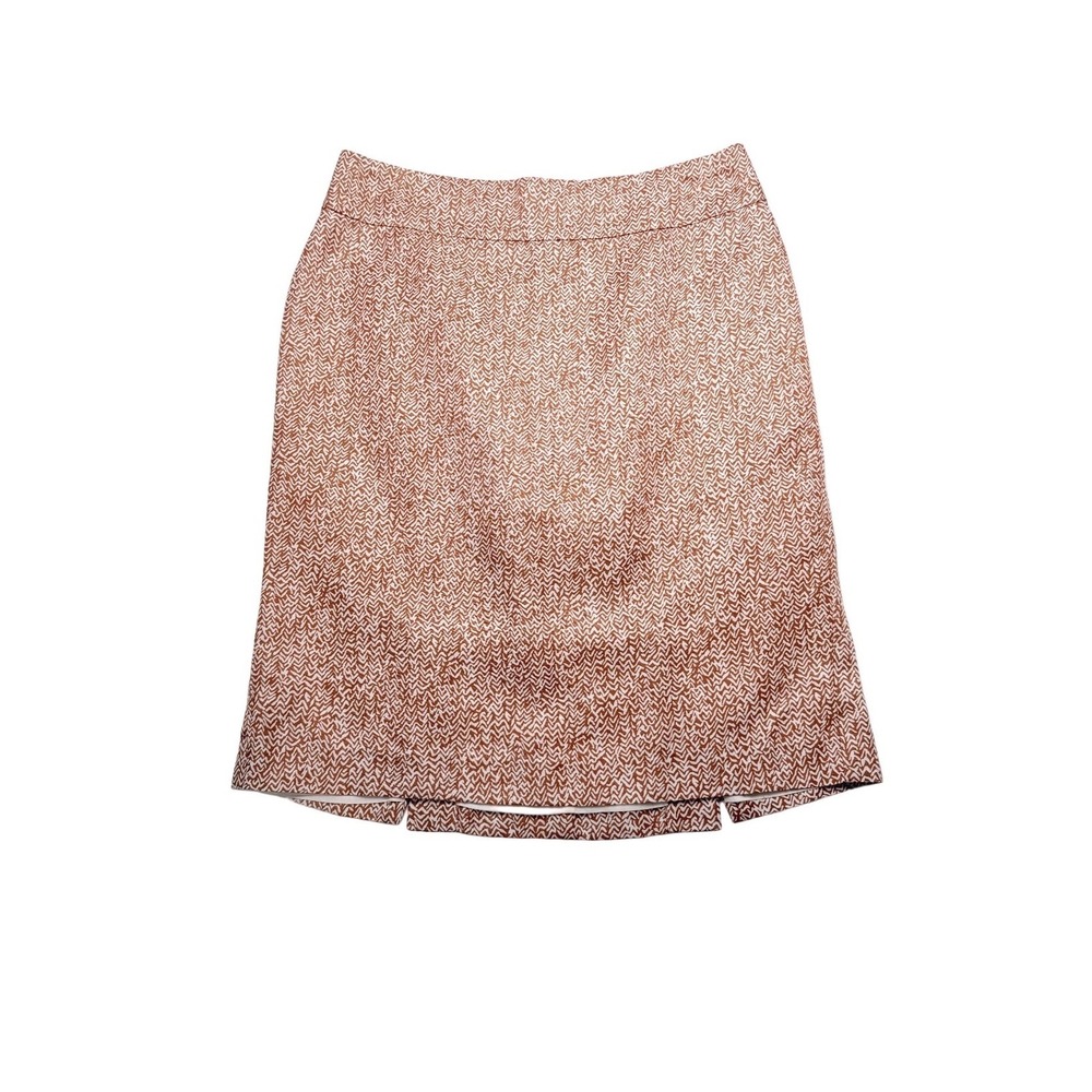 Banana Republic Brown Linen‎ Chevron Pencil Skirt Size 8 Office Capsule Career